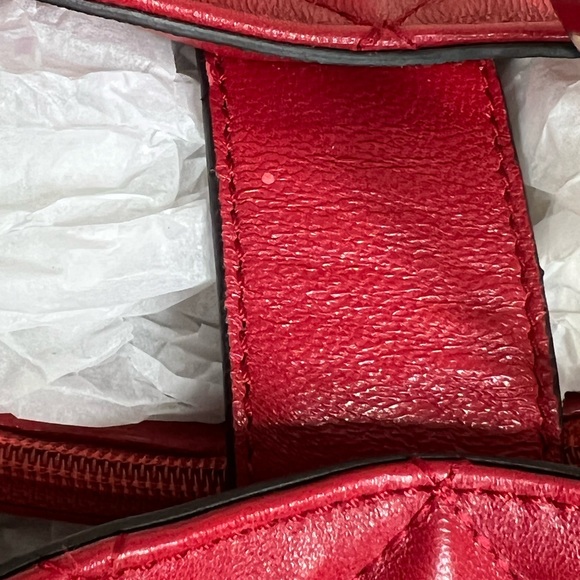 Sold ~Michael Kors Red Leather Quilted Handbag - Picture 9 of 16